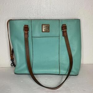 DOONEY & BOURKE LEXINGTON Spearmint Pebble Leather Brown Double Strap Purse Read
